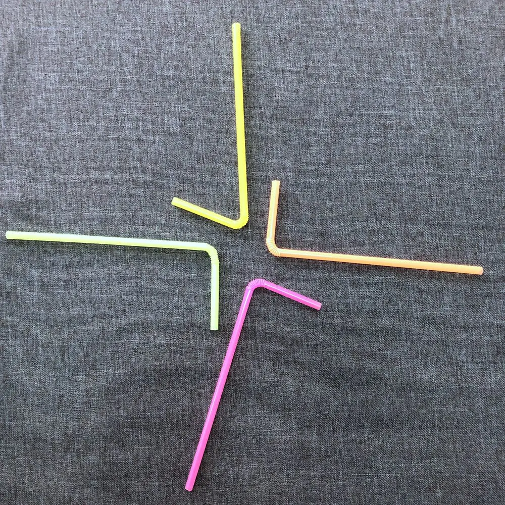 Reusable Plastic Neon Colour Flexible Drinking Straws for Tea, Cocktail, Juice and Other Drinks