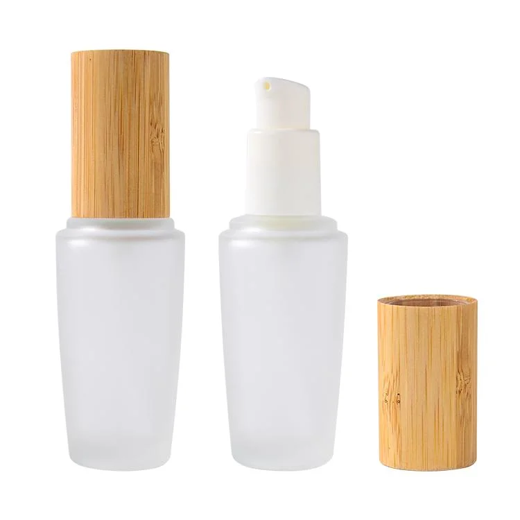 Bamboo Cap Top Screws Lid Lotion Bottle Container Bamboo Cosmetic Packaging