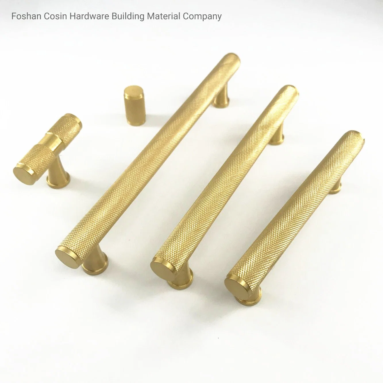 Cx201-203b Furniture Hardware Brass Gold Solid Knurled Style Door Kitchen Handle Pull