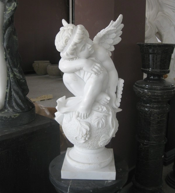 Jardín de mármol blanco decoración bebé dormir Angel estatua a la venta (SYMS-1179)