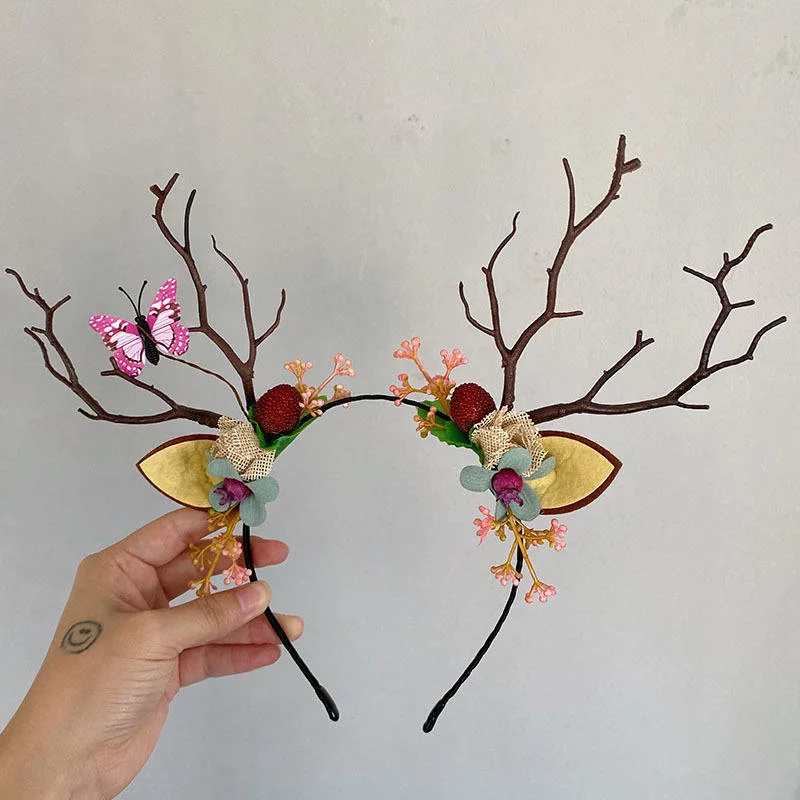 Children's Christmas Hair Ornaments Flashing Lamp Elk Head Band