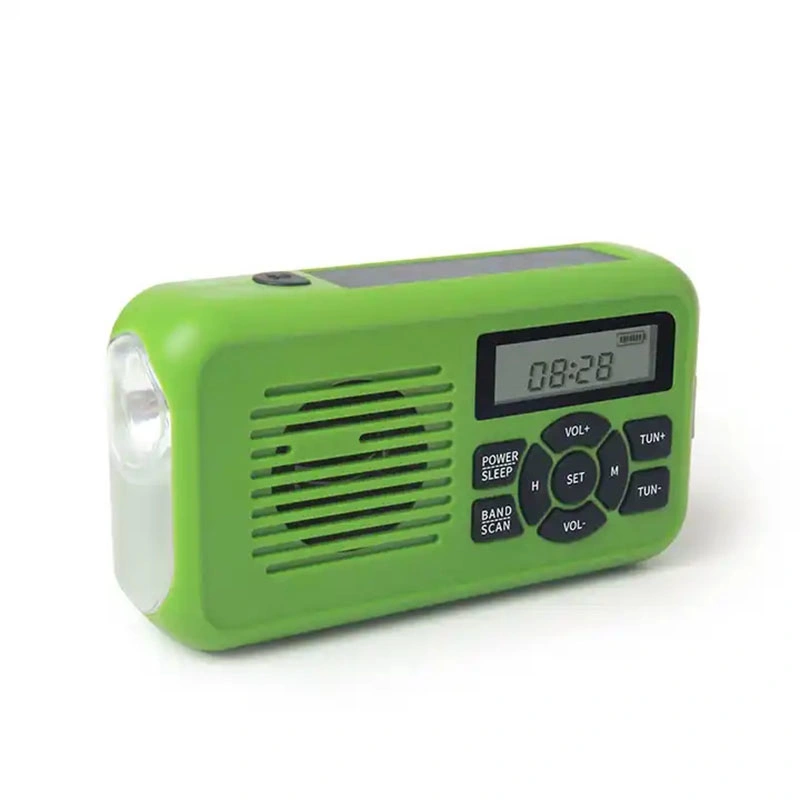 Portable LED Flashlights Outdoor Emergency Multifunction Solar Hand Crank Radio Am/FM/Wb 2000mAh USB Power Bank Radio