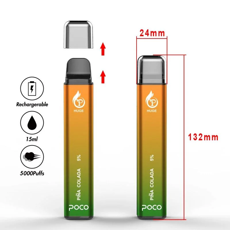 Calidad premium poco 5K Puffs Tipo C recargable desechable VAPE Bar de cigarrillos electrónicos