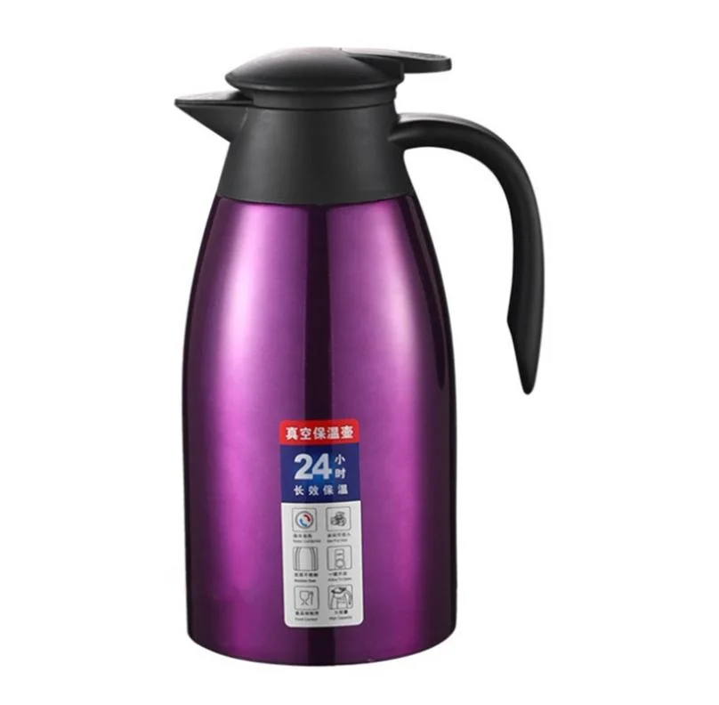 Cafetière isotherme en acier inoxydable de haute qualité de style européen, grande capacité de 2L.