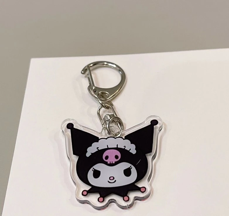 Ruunjoy Cartoon Kuromi Acryl Schlüsselanhänger Anhänger Anime Kawaii Puppe Zubehör Auto Schlüssel Rucksack Ornamente Kawaii Kinder Spielzeug Paar Geschenk