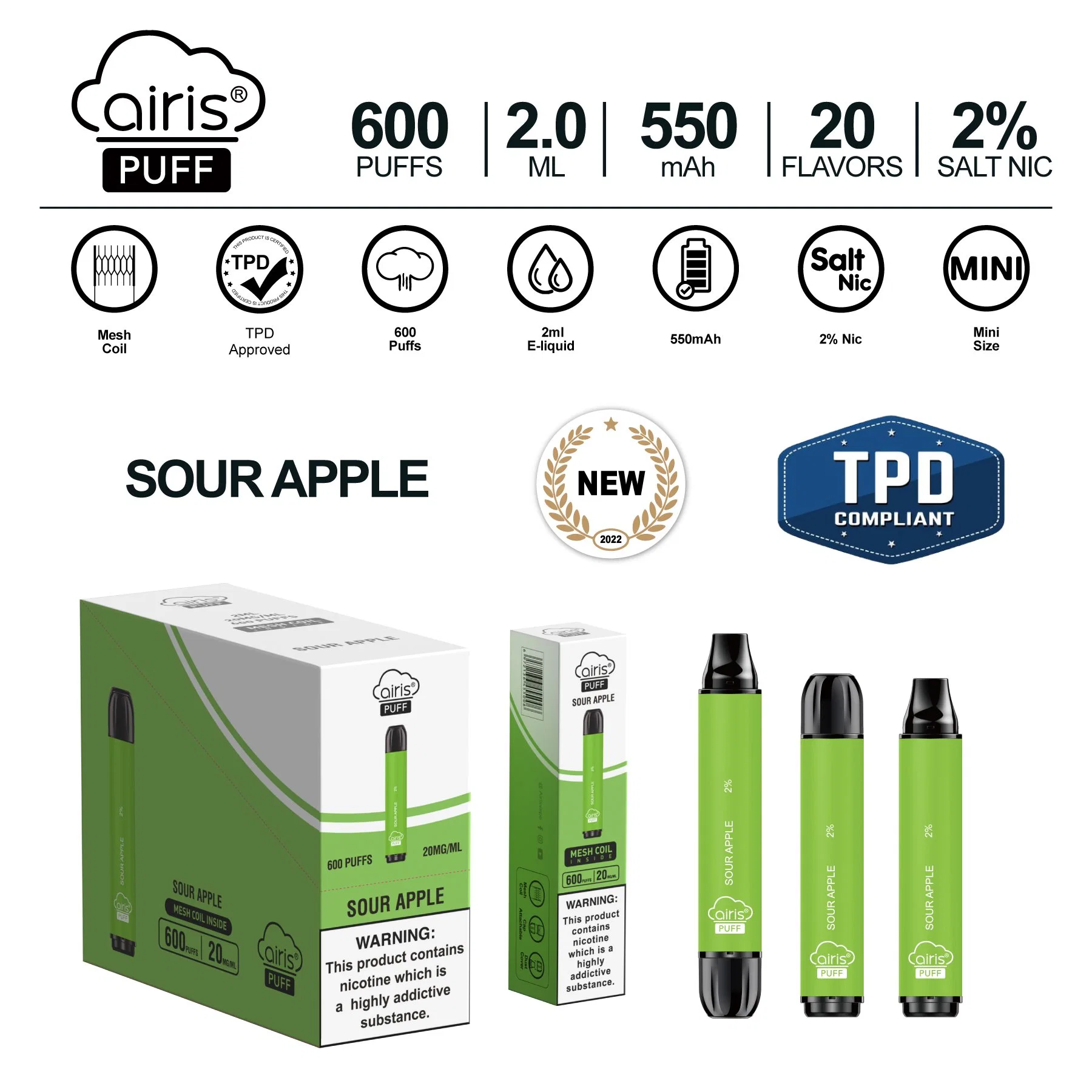 ЕС Лучшая продажа Vape Pen 600 puffs пустые Vaporizer Оптовая торговля I Vape Electronic Cigarette Оптовая одноразовая приставка Vape VAPES TPD Утверждено