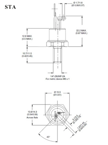 Thyristors à contrôle de phase SCR types de capsule à disque de silicium Kp20A/100~1600V Sta