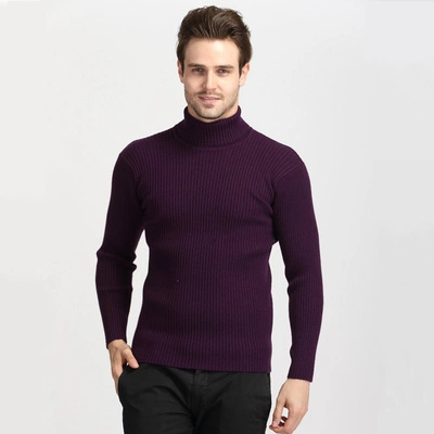 Fashion Winter High Neck Long Sleeves Jacquard Knitwear Pullovers Men Sweater