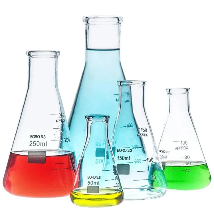 Laboratoire de chimie des Verrerie 500 ml Erlenmeyer gradué à col large étroit Flacon conique en verre borosilicaté à col