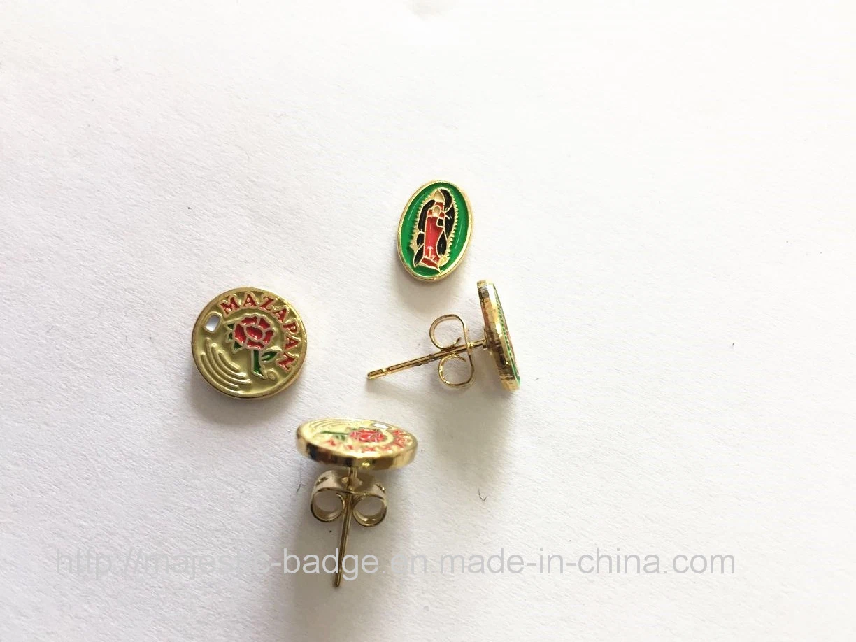 Custom Fashion Design Gold Metal Stud Earrings for Promotional Gift