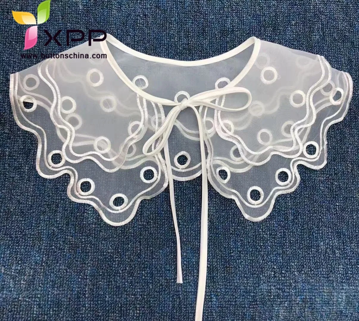 3D White Good Cotton Neck Collar Lace