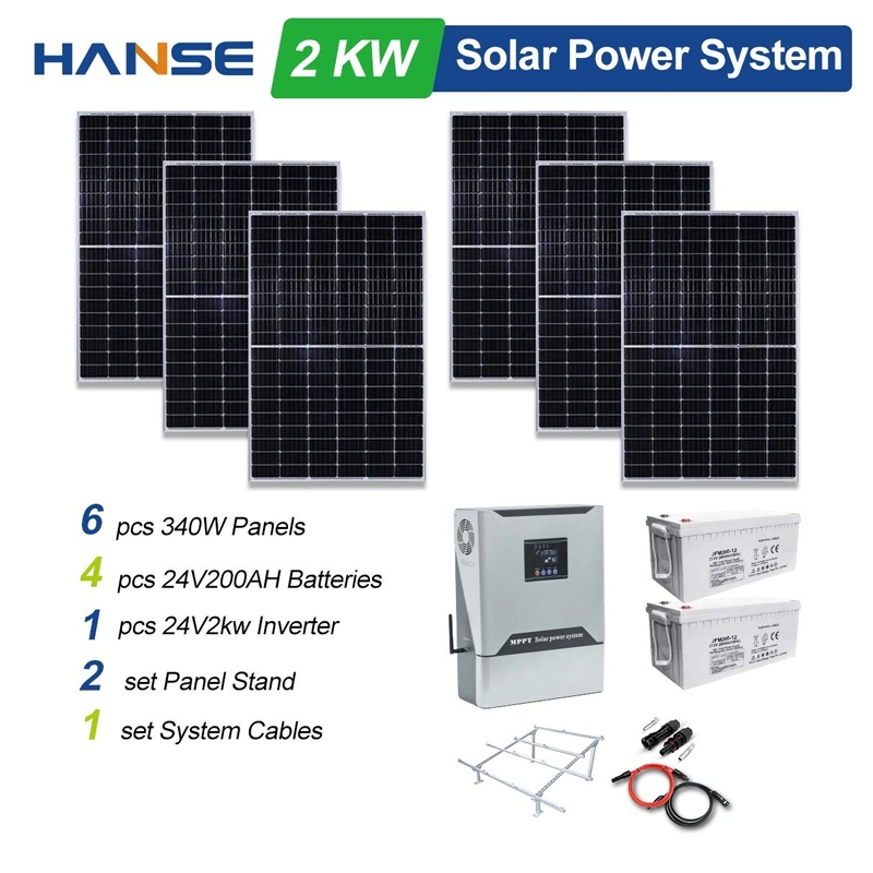 2kW Mini Solar Energy System Hybird Solar Inverter Paneles Solares Juego completo fuera de la red sistema de energía solar para el hogar