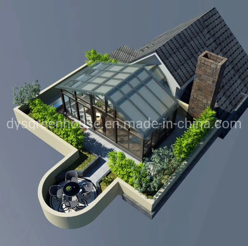 Dys Aluminum Alloy Glazed Triangle /Gable Roof Sunroom Garden Flower Green House Prefab House