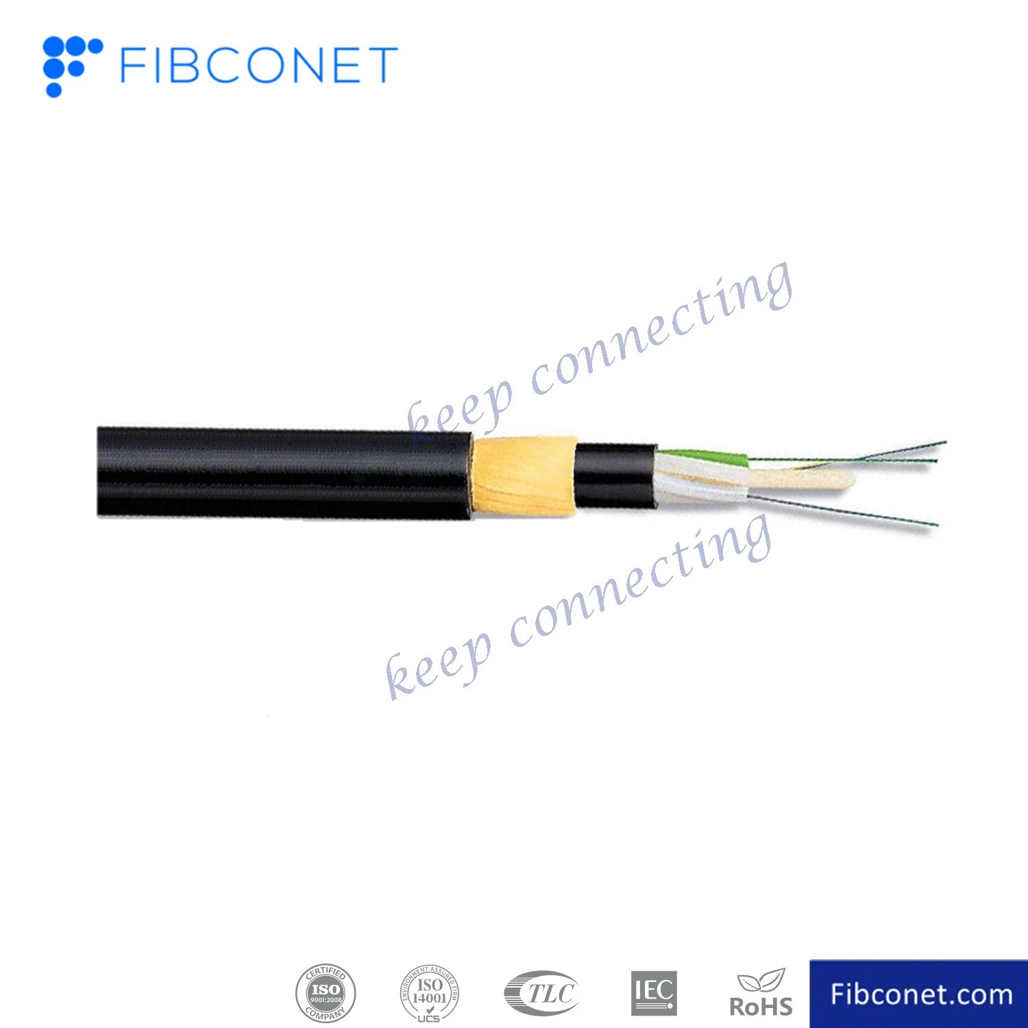 FTTH Council Piscina 12 Core G657A1 G657A2 ADSS Fibra todos cabos Dieletric Self-Supporting Cabo de antena