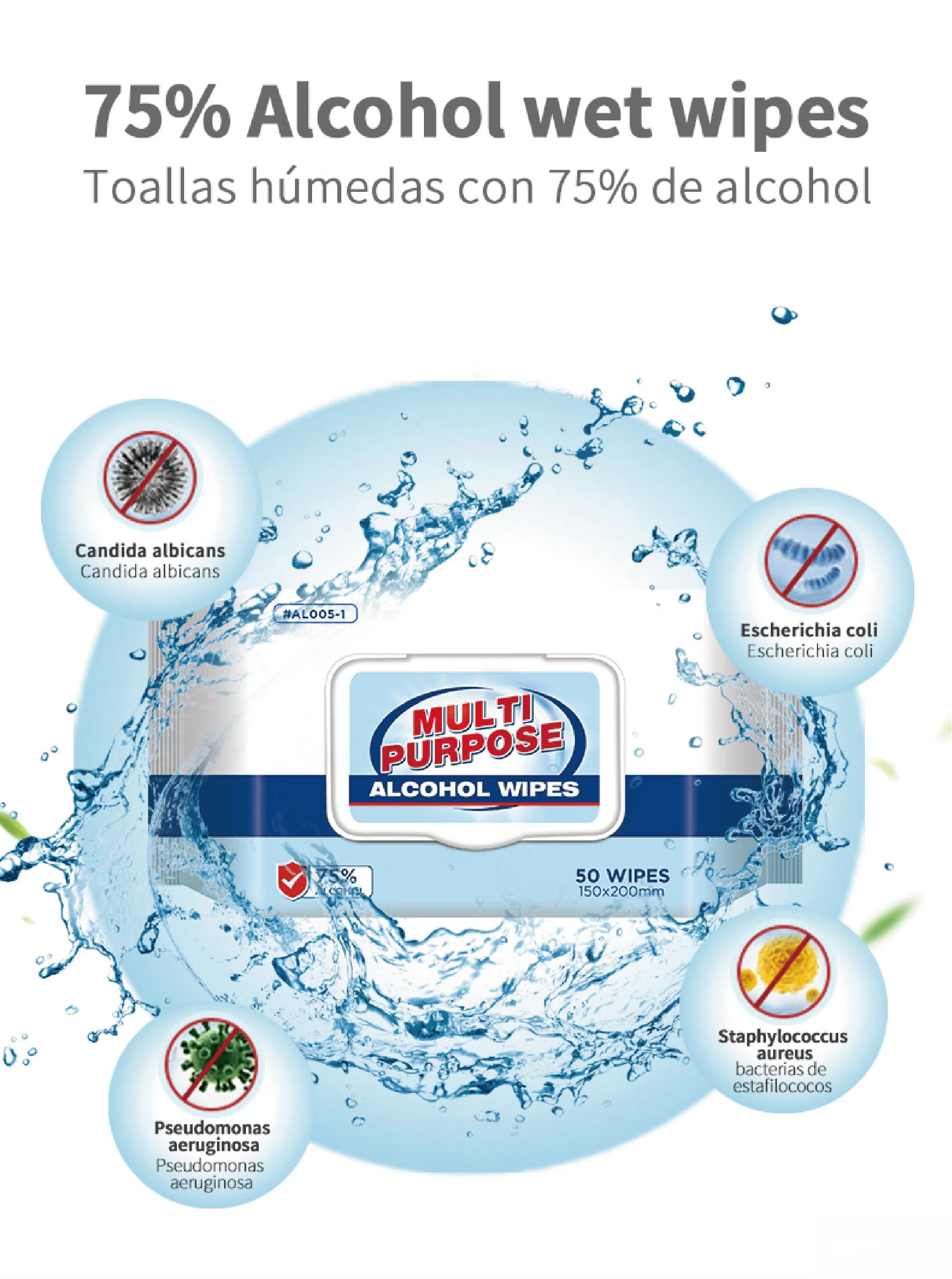 A FDA MARCAÇÃO 50PCS/80HP 75% álcool toalhetes húmidos