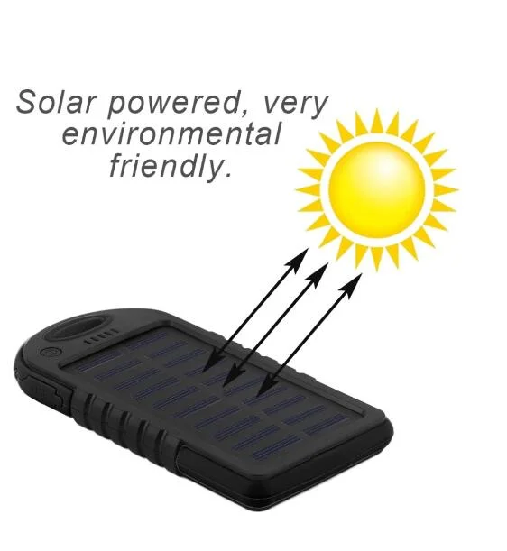 Водонепроницаемый аккумулятор Solar Power Bank с двумя USB-портами, 5000 мАч, зарядное устройство для телефона