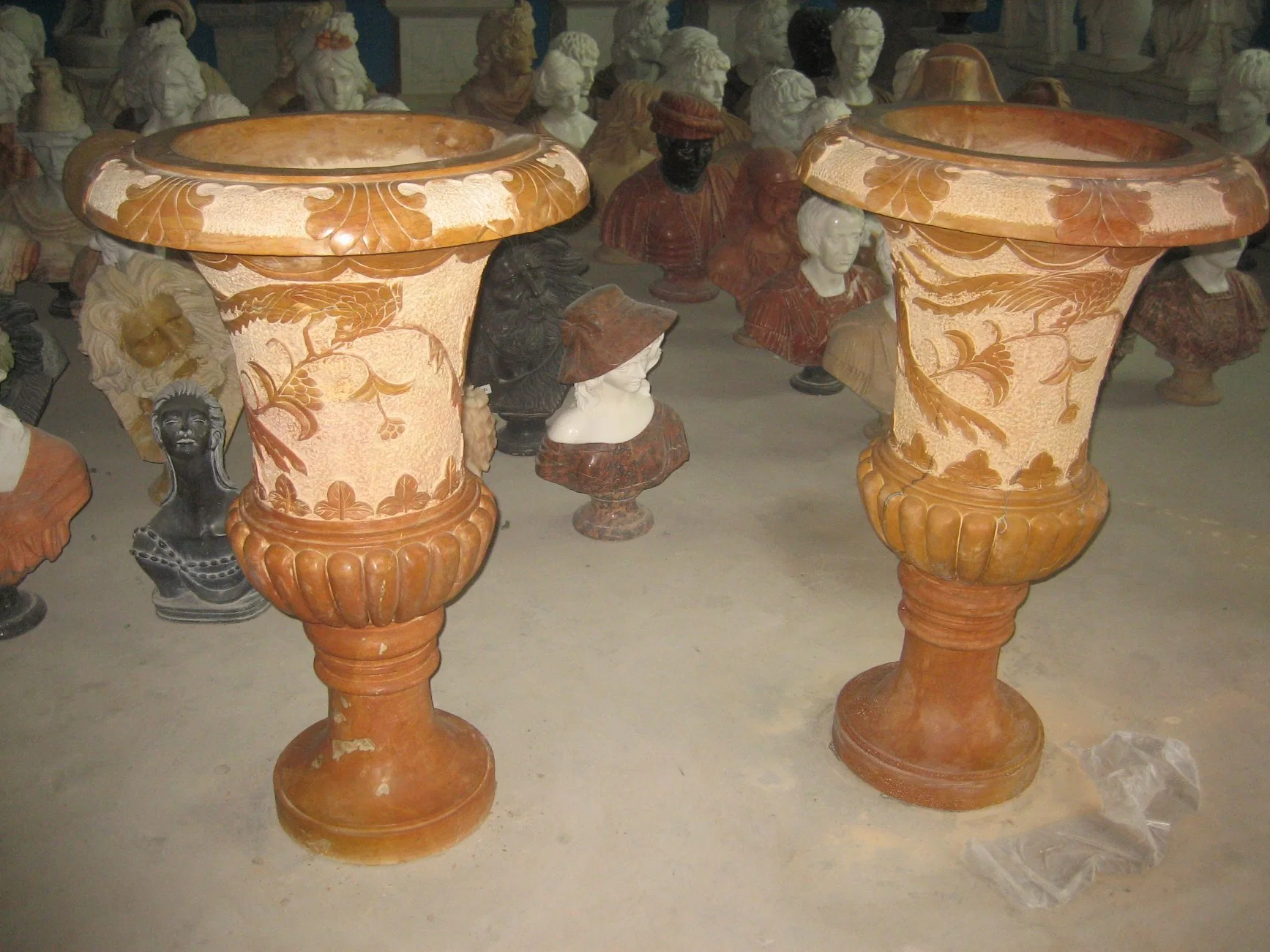 Original Factory Handmade Natural Stone Marble Flowerpots (SYFP-038)