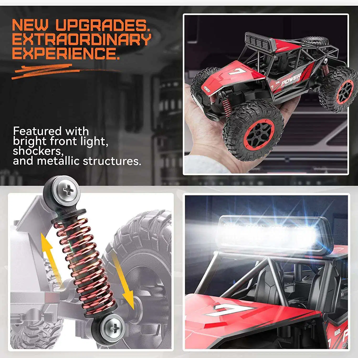 1: 20 Scale 2.4GHz 4WD RC Beast Rock Crawler Climbing Truck Toy Car with LED Lights 18km/H Crawler Rally off-Road