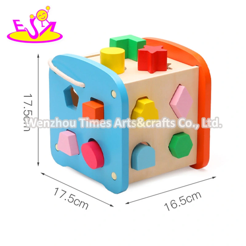 New Arrival Educational Wooden Shape Sorting Cube for Toddlers W12D201