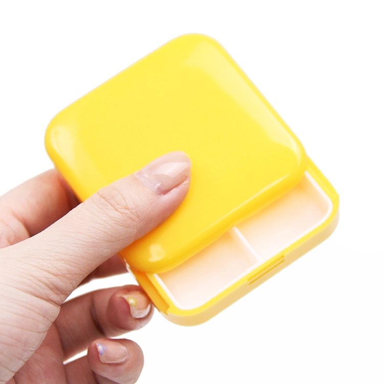 Slide Square Medicine Box Round Tablet Organizer Plastic Pill Case