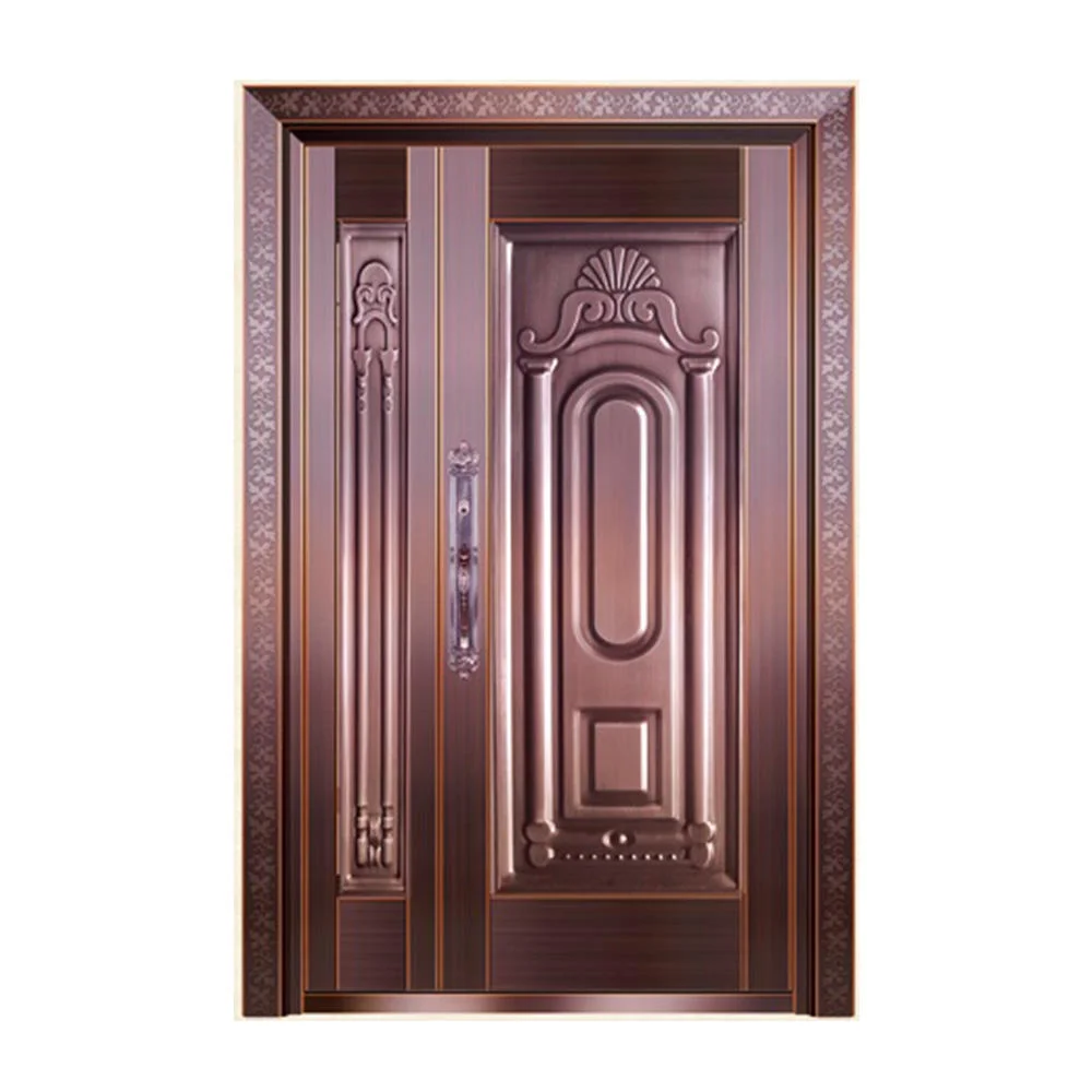 Luxury Imitation Copper Door High quality/High cost performance  Steel Door Exquisite Caving Villas Double Door