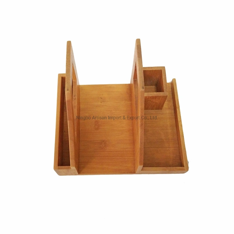 Office Bamboo Bookshelf Pencil Holder File Tray Multi-Function Desk Organizer