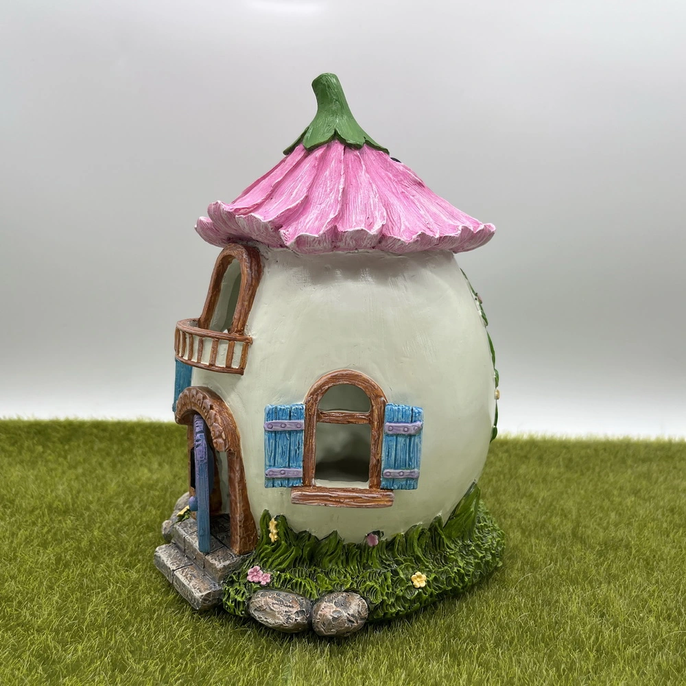 Miniature Fairy Garden Kits Supply Resin Egg House with Solar Light Decoration