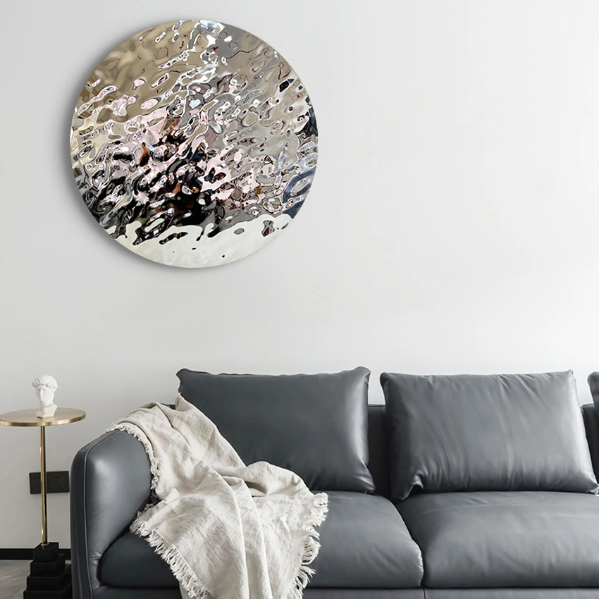 Hotel Wallboard Abstract Circle Water Wave Metal Wall Sculpture Modern Indoor Decor