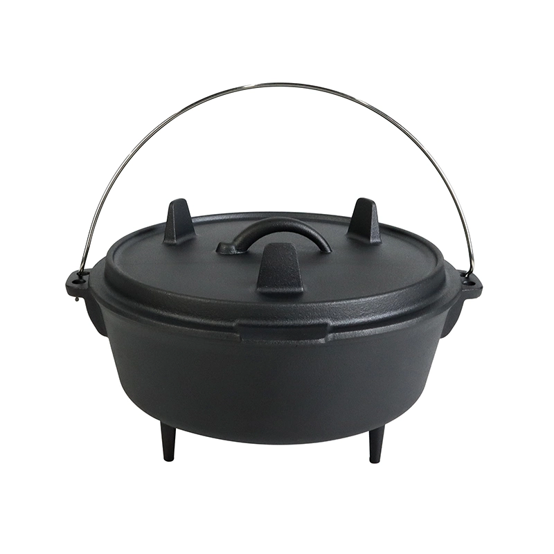 Casserole de cuisson polyvalente portable pour l'extérieur, pot à ragoût, barbecue, soupe, pot de pique-nique, cocotte en fonte pour le camping.