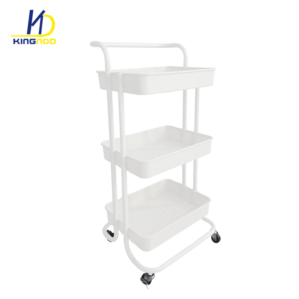 3 Tier Kitchen Storage Cart Rolling Utility Cart Bathroom Organizer with Handle