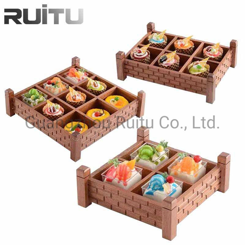 Dessert Table Display Stand Decoration Hotel Table Wooden Buffet Catering Wedding Party Cold Food Sushi Cake Bread Snack Tray Shelf Tea Break Table Props