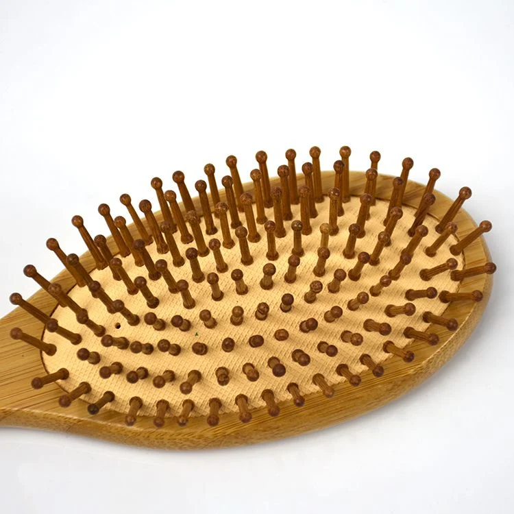 Brosse de massage coussin en bois naturel la réduction de la rupture de cheveux