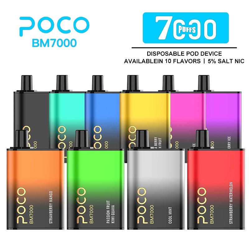 Original Bang Poco BM Einweg E Cig 7000 Puffs Gerät Kit 850mAh Akku mit vorgefülltem Pod Vape Pen mit 17ml Patronen Feld