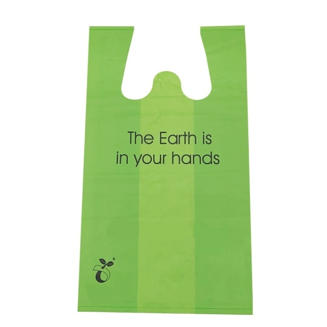 White Green Degradable Supermarket Shopping Storage Vegetable Fruit T-Shirt Vest Bags