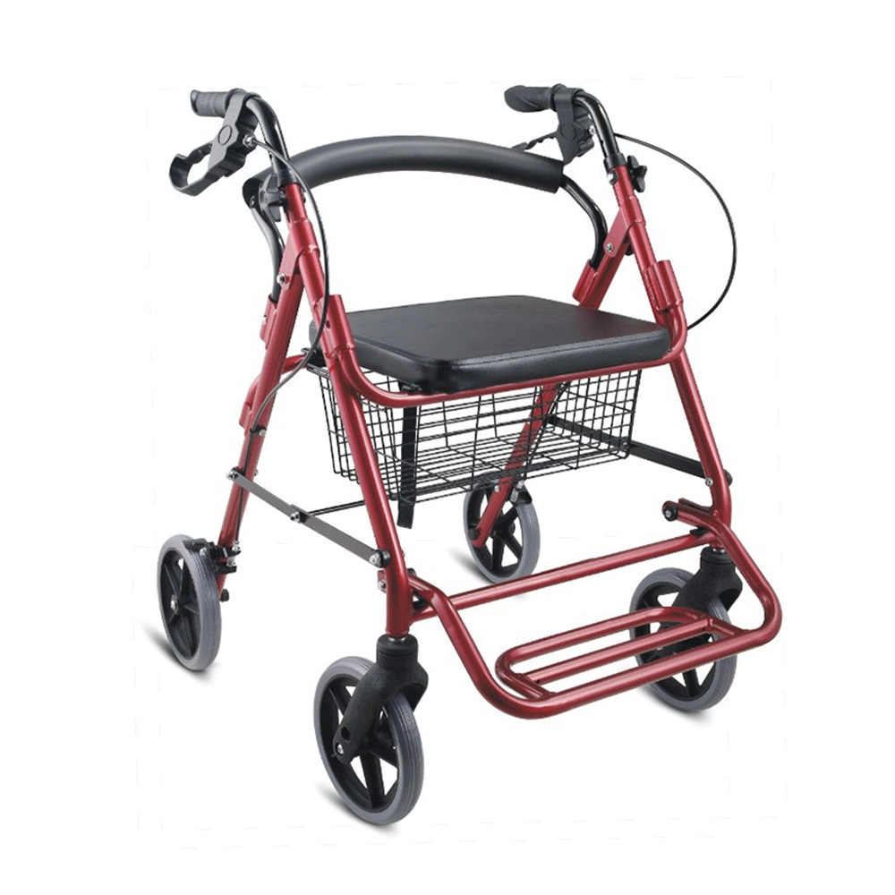 Medical Equipment Aids Walker, Walking Cane with Four Wheels and Petal