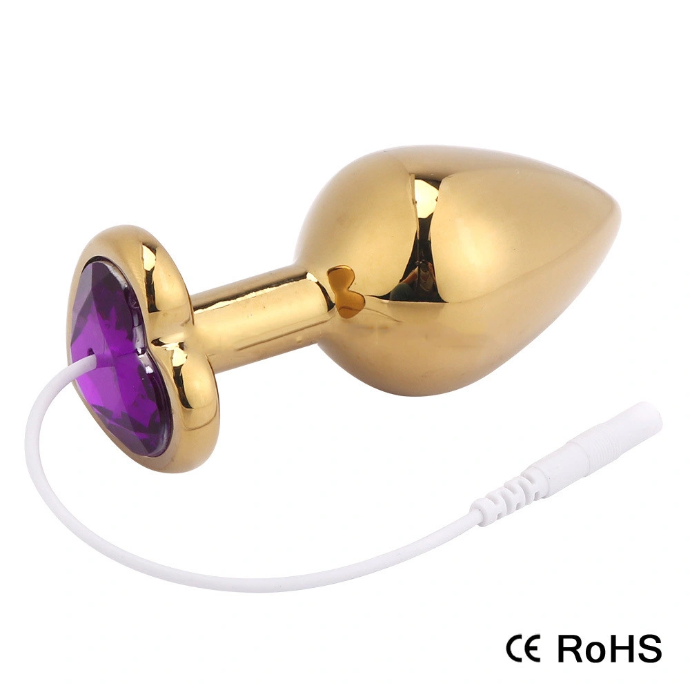 Superior Quality Gold Electric Shock Anal Plug for Sex Toy