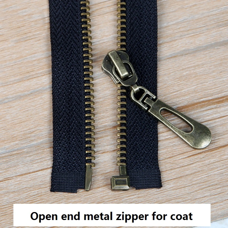 5# Metal Zipper Open-End Bronze Bright Silver Black Copper Teeth Zipper Black for Womens Cloth and Coat