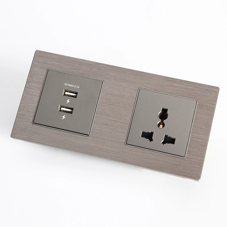 2 Port Type USB Interface Outlet UK Standard Hotel Double Wall Socket