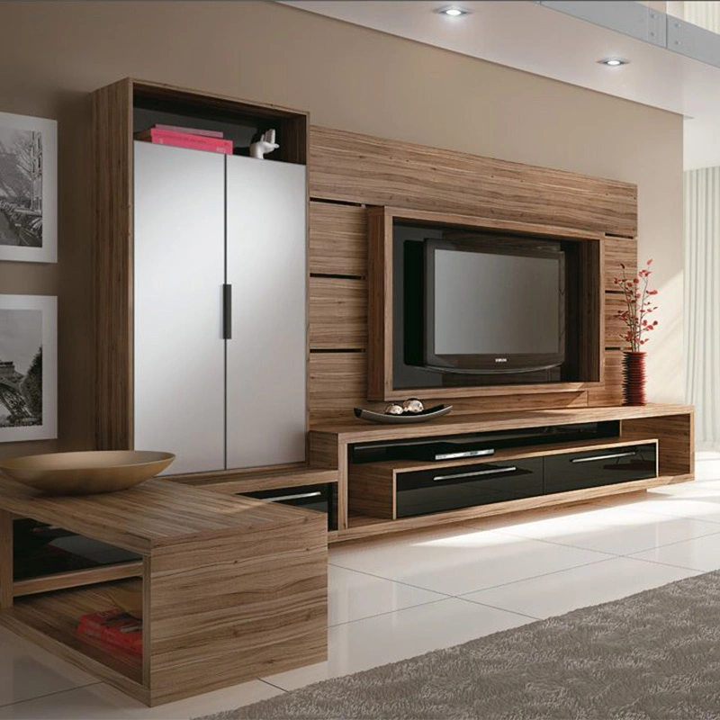 Factory Wholesale Wooden Home Furniture Modern Durable TV Cabinet Coffee Table Set