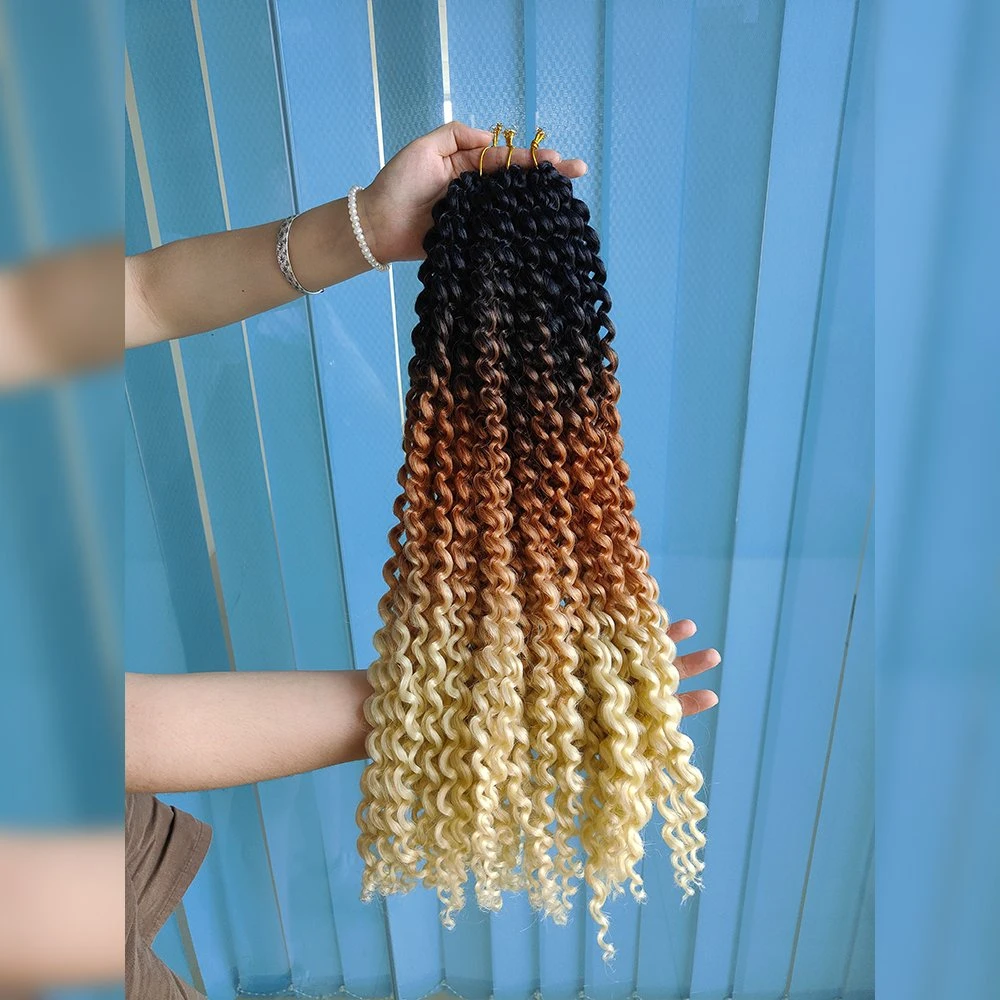 African Fashion Synthetic Kinky Ombre Crochet Braiding Hair Extension Pasión Torcer la onda de agua de pelo de ganchillo