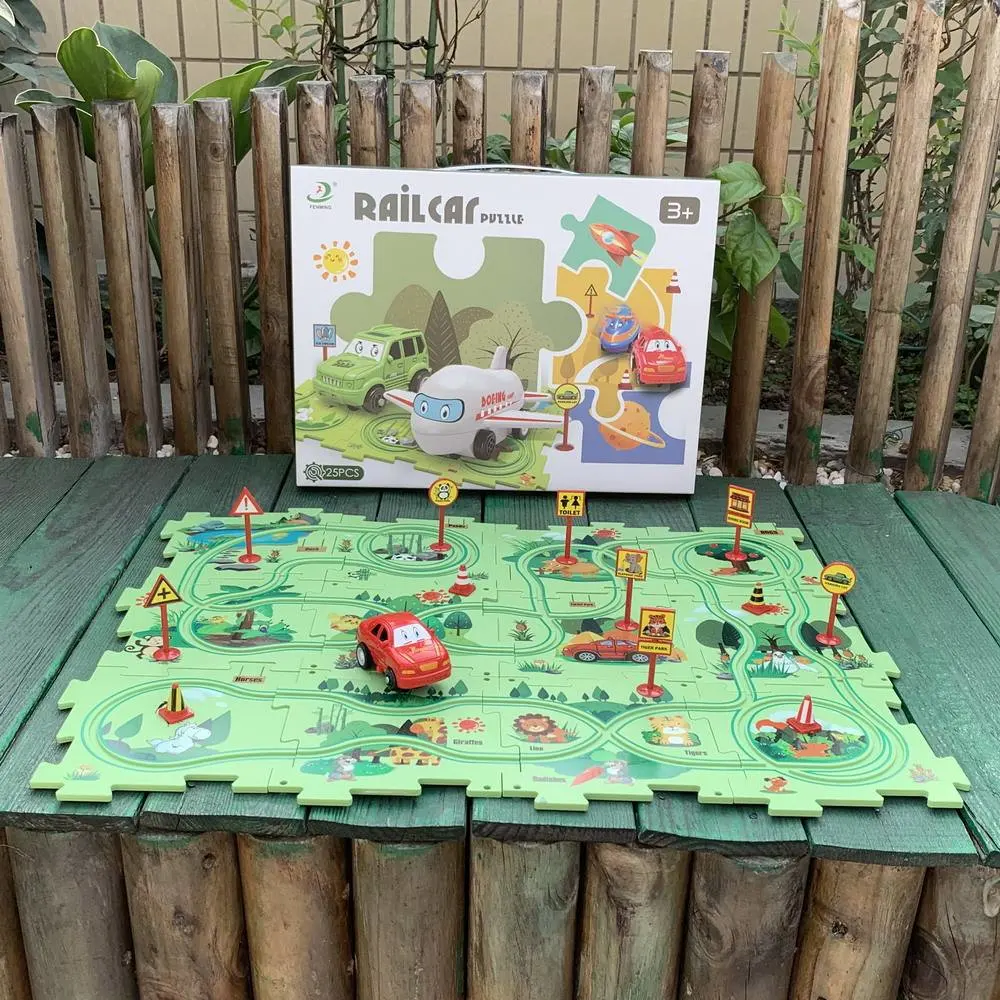 Juego de juguetes Puzzle pista de juguete eléctrico batería Dinosaur Rail Car Para niños