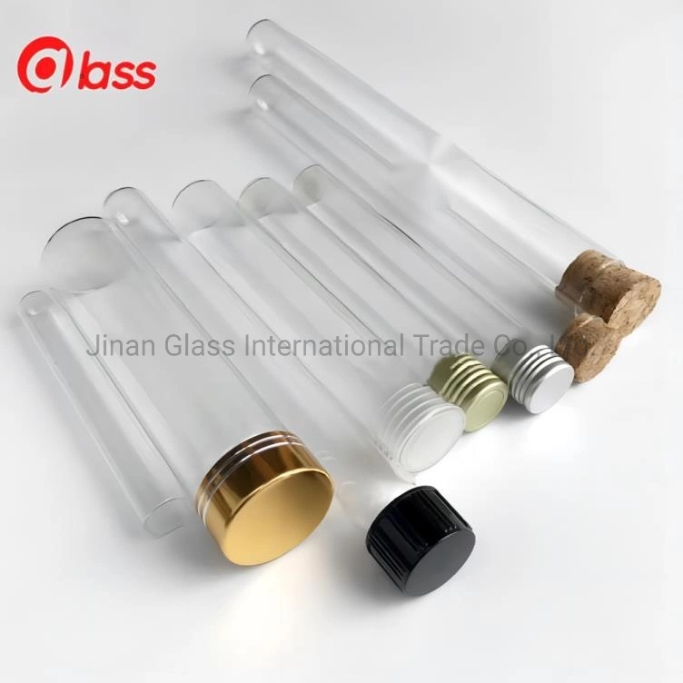 Glass Test Tubes Ribbed Vase Cork Stopper Flat Bottom Borosilicate Glass Test Tubes with Cor