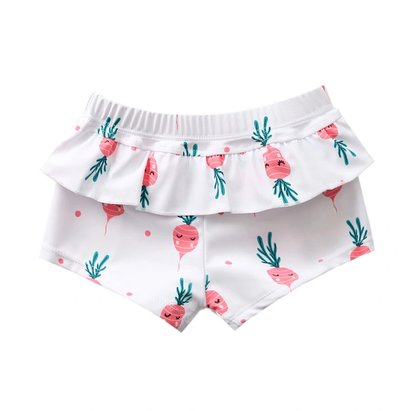 2-16 Years Children Beach Shorts Pineapple Print 2022 Girls&prime; Swimsuit Swim Shorts Bathing Suit Swimwear Summer Clothing with Ruffles at Waist