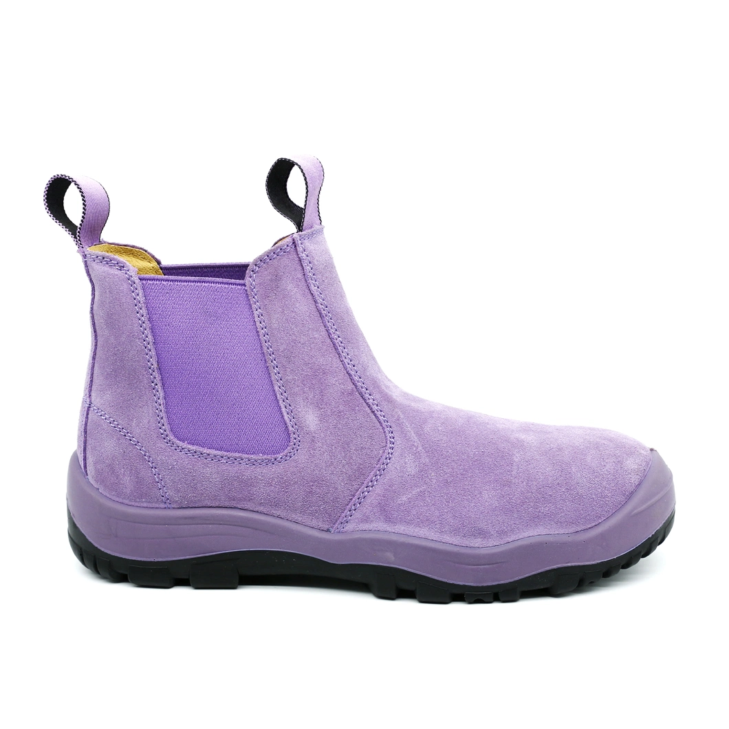 Cow Suede Purple Color Steel Toe PU Pouring Safety Footwear Shoe