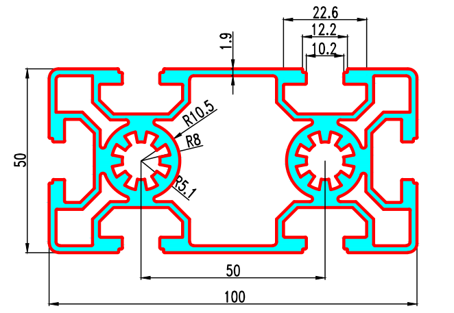 Aluminum Profile Extrusion 50100 Common Used in Assembling Device