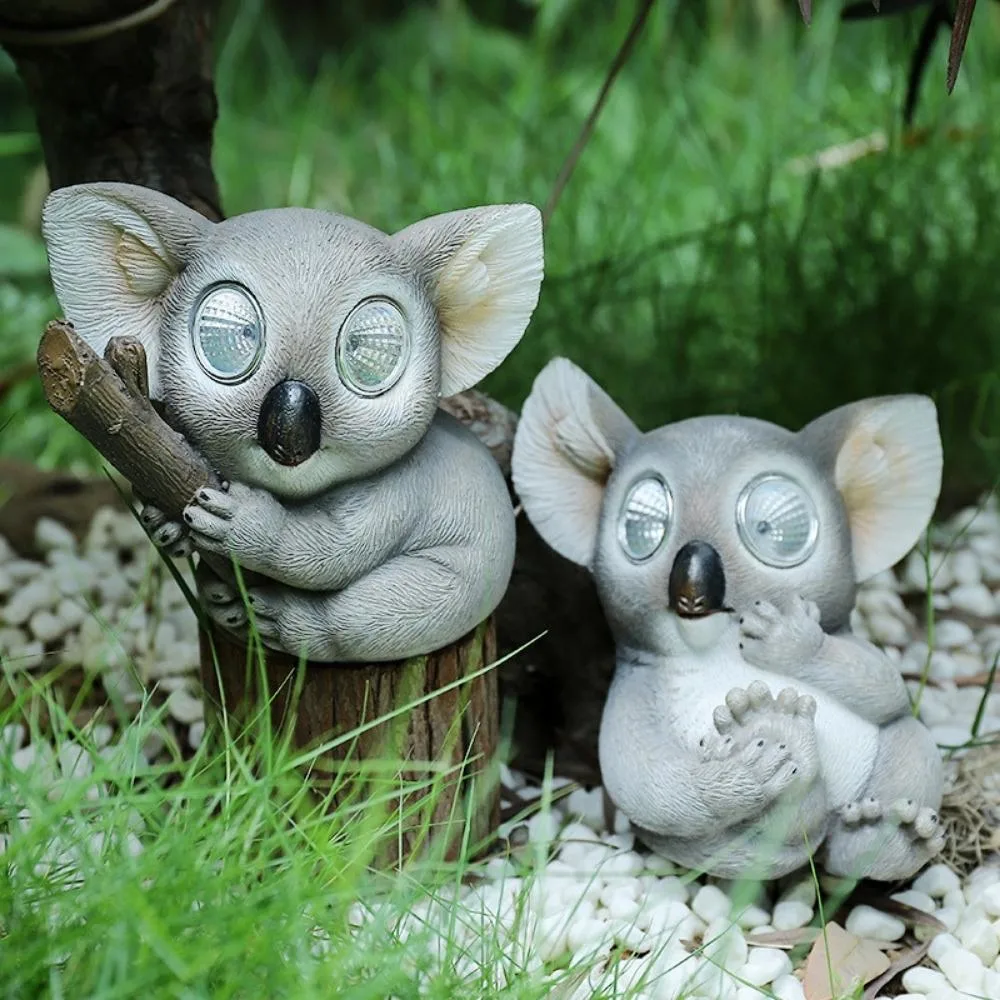 Garden Koala Estátua olhos Glow impermeável estátuas de resina animal com Energia solar wyz20046