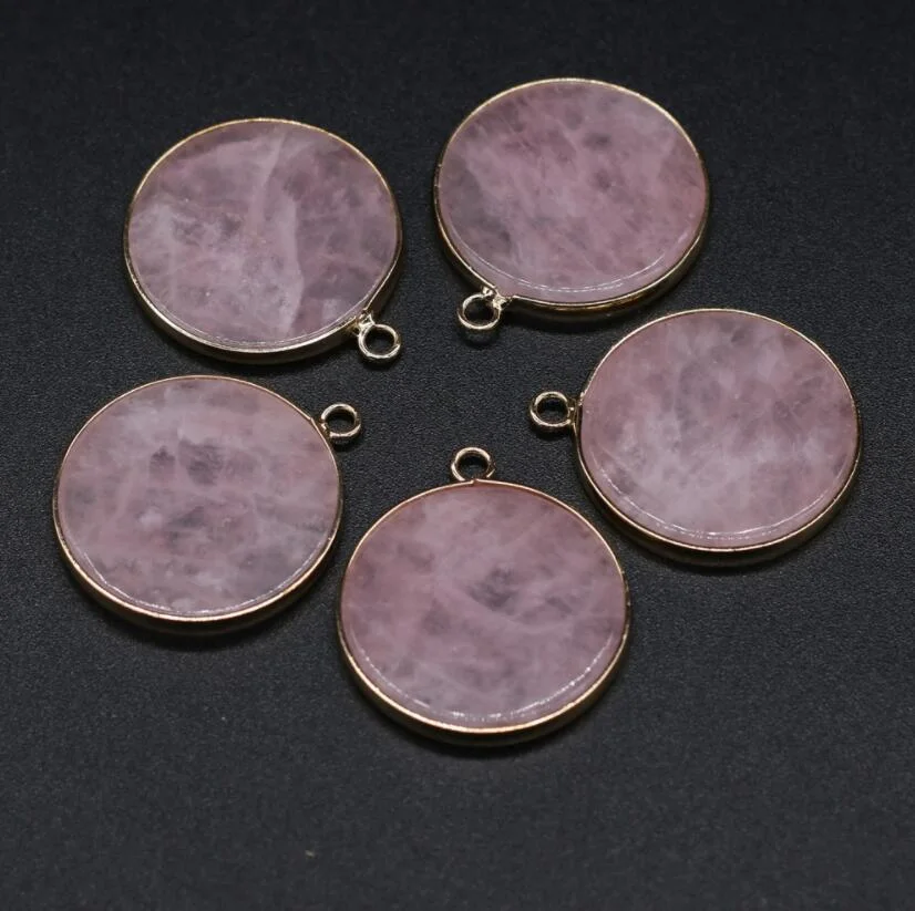 Charm Jewelry Making DIY Necklace Earring Women Gift Natural Gem Rose Quartzs Reiki Healing Crystal Pendant
