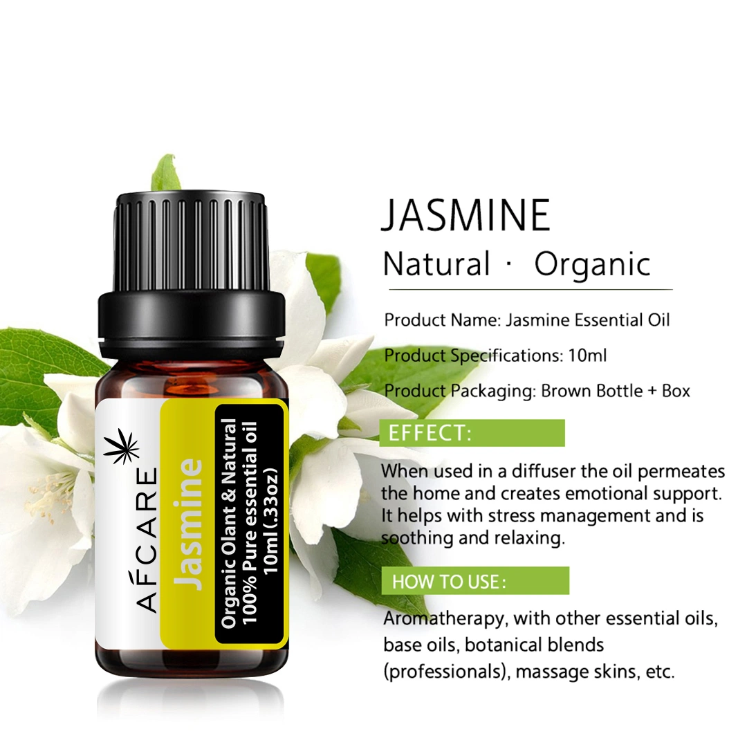 100% Puro Puro Óleo de aromaterapia óleo essencial de flores de jasmim para Massagem, Banheira, incenso, Óleo Essencial de Kit de Spa