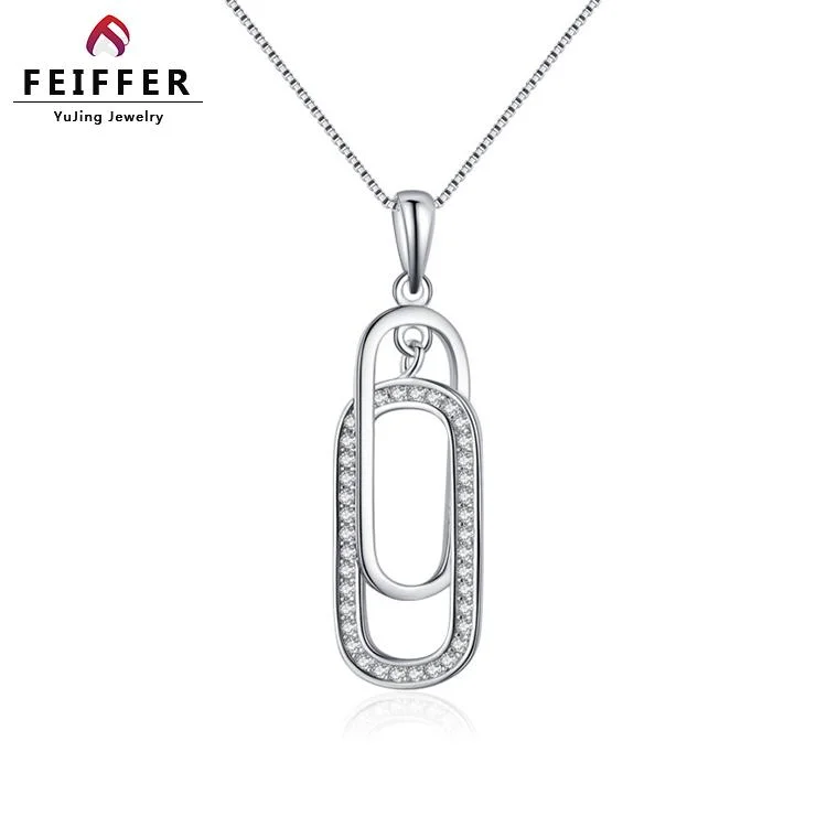 Un style classique femmes Silver Necklace broche forme zircone 925 Sterling Silver Collier Pendentif chaîne