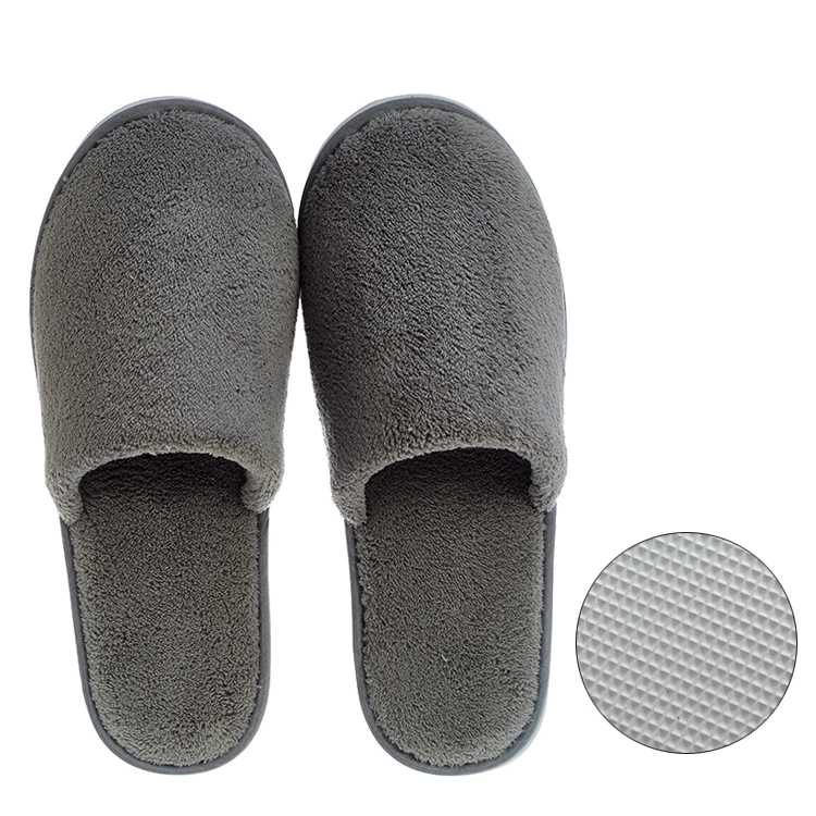 Personalized Custom Premium Coral Fleece Plain 5 Star Hotel Room SPA Travel Disposable Guest Slippers with Logo